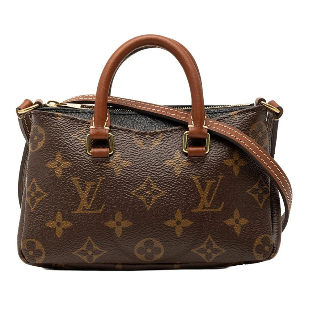 Louis Vuitton Monogram Pallas Shoulder Bag Handbag Brown Noir Black Leather